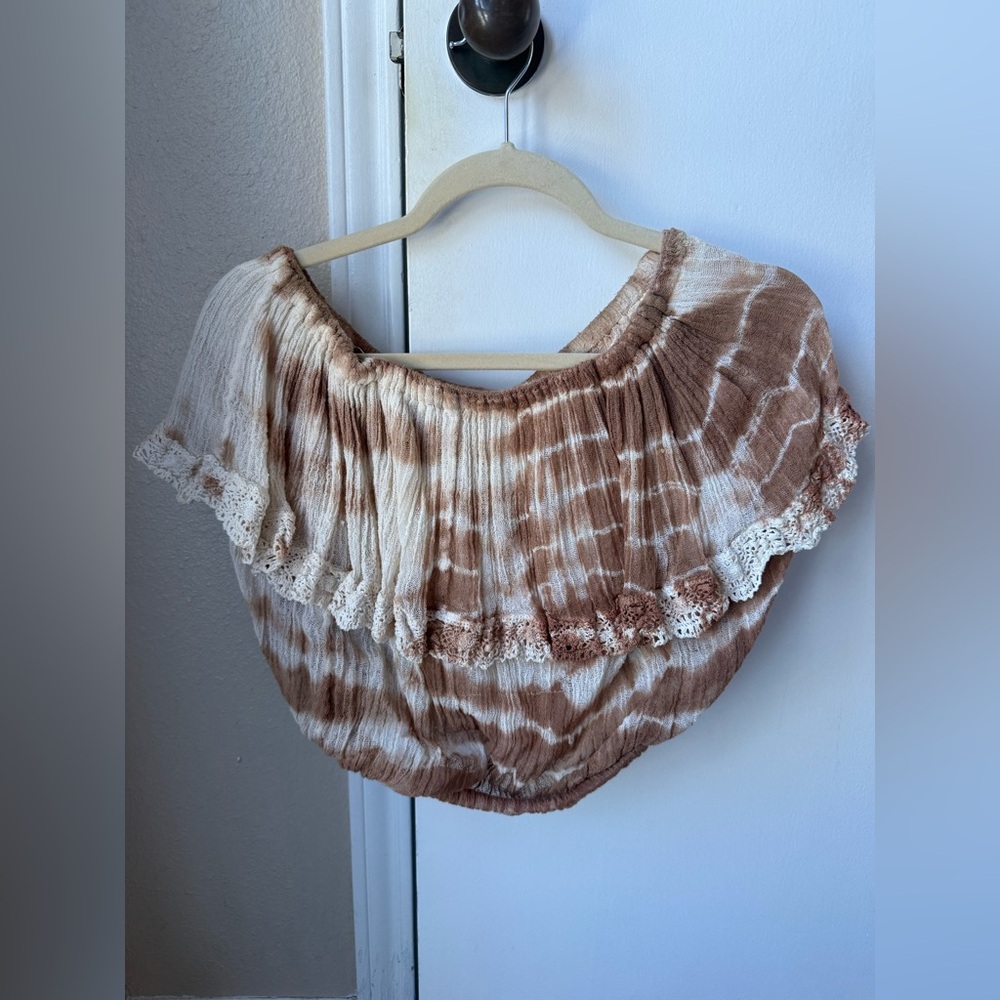 Jen's Pirate Booty Brown and White Crop Top